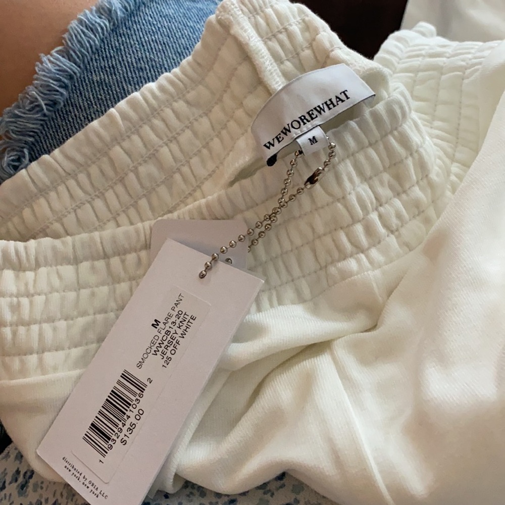 WWW smocked flare pant off white NWT size M
